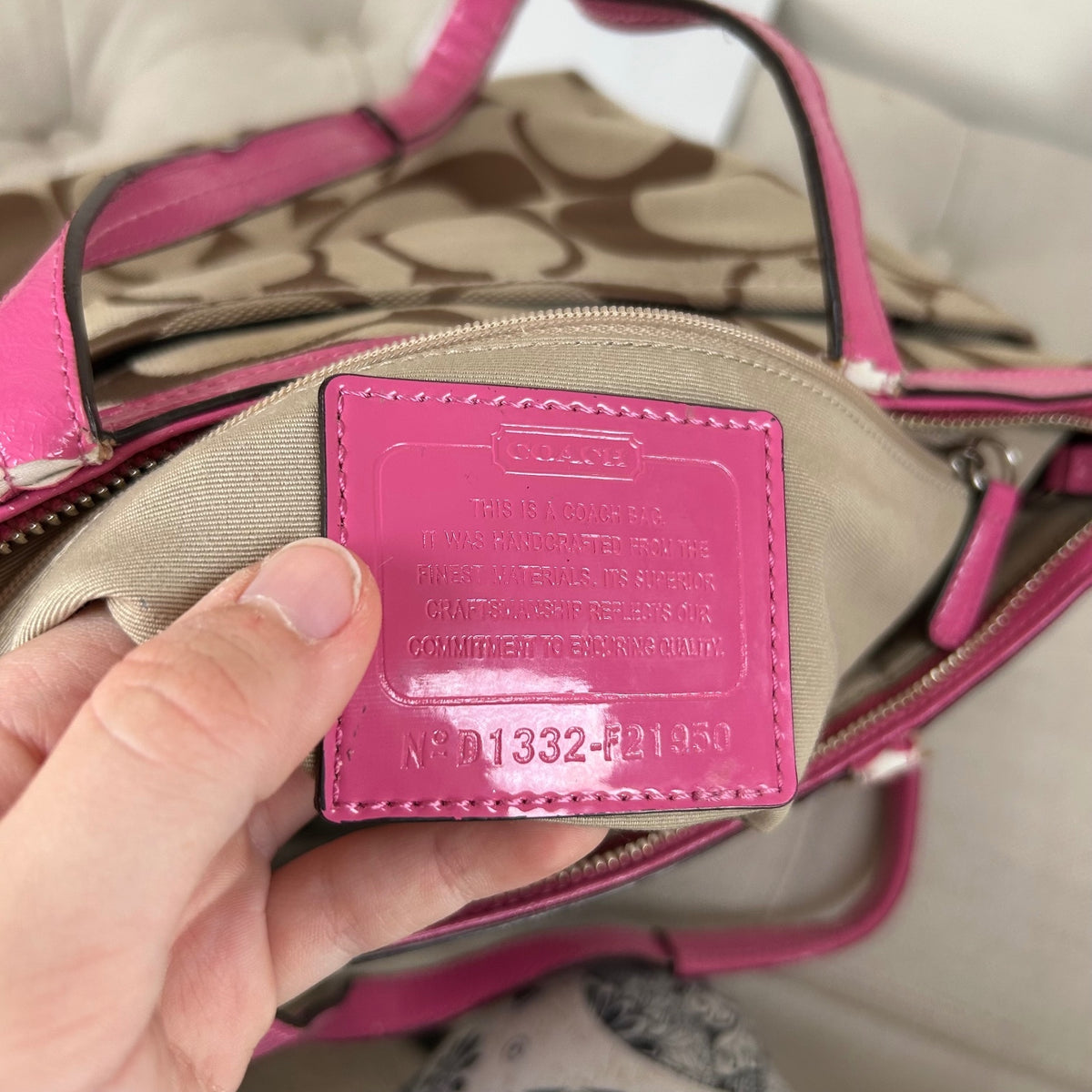 Coach Signature Monogram Pink Stripe Shoulder Bag D1332-F21950