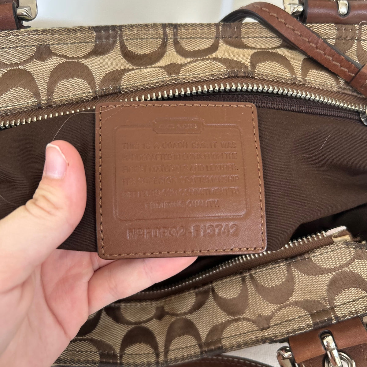 Coach Brown Monogram Signature Tote Shoulder Bag F0932-F13742