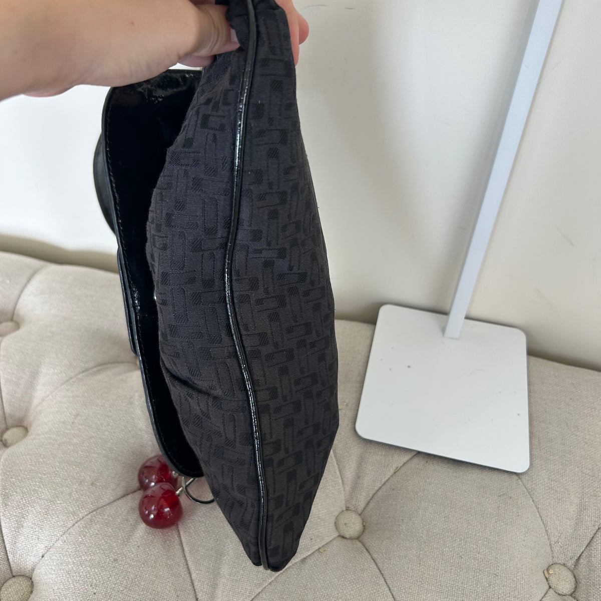 Guess Black Monogram Silver G Shoulder Bag
