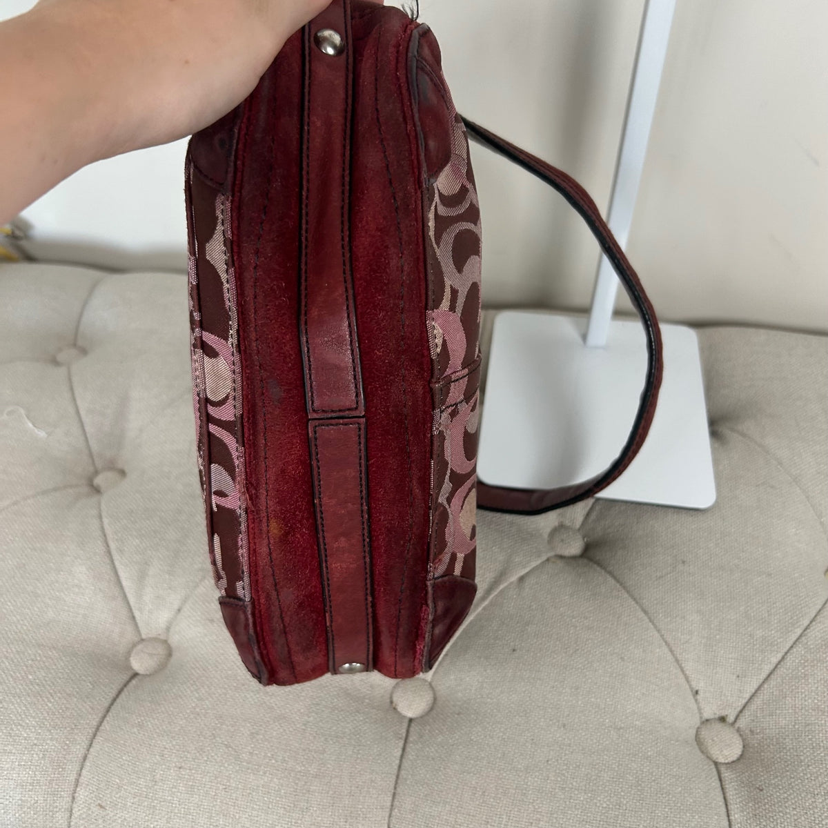Coach Burgundy Optic Monogram Shoulder Bag D04J-7035