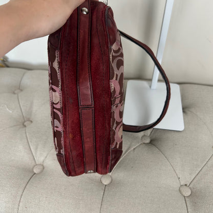 Coach Burgundy Optic Monogram Shoulder Bag D04J-7035