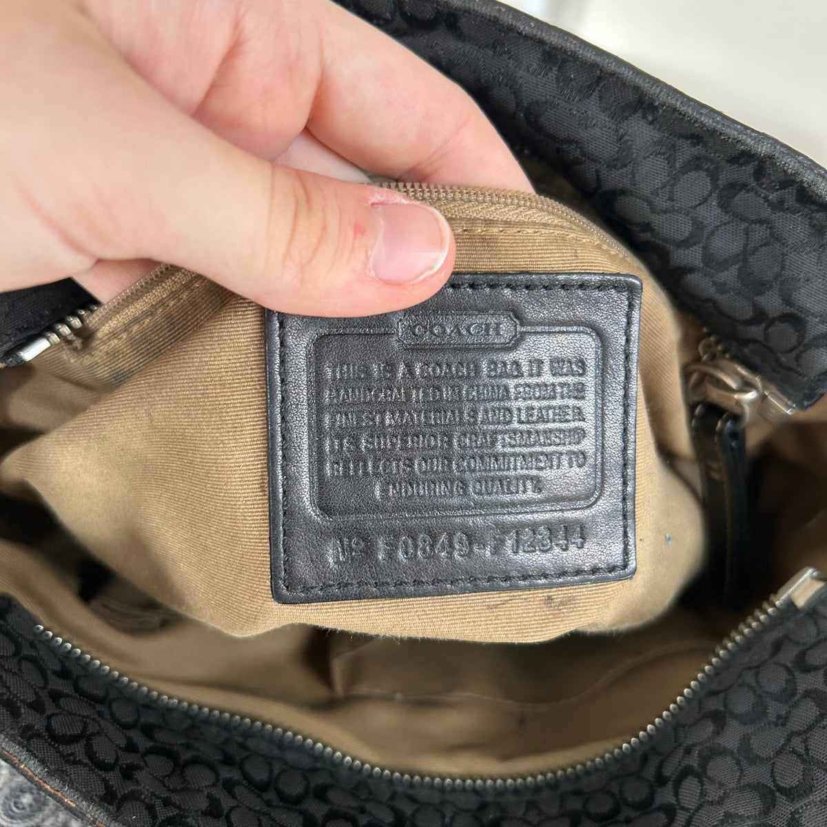 Coach Black Signature Monogram East West Shoulder Tote Bag F0849-F12344