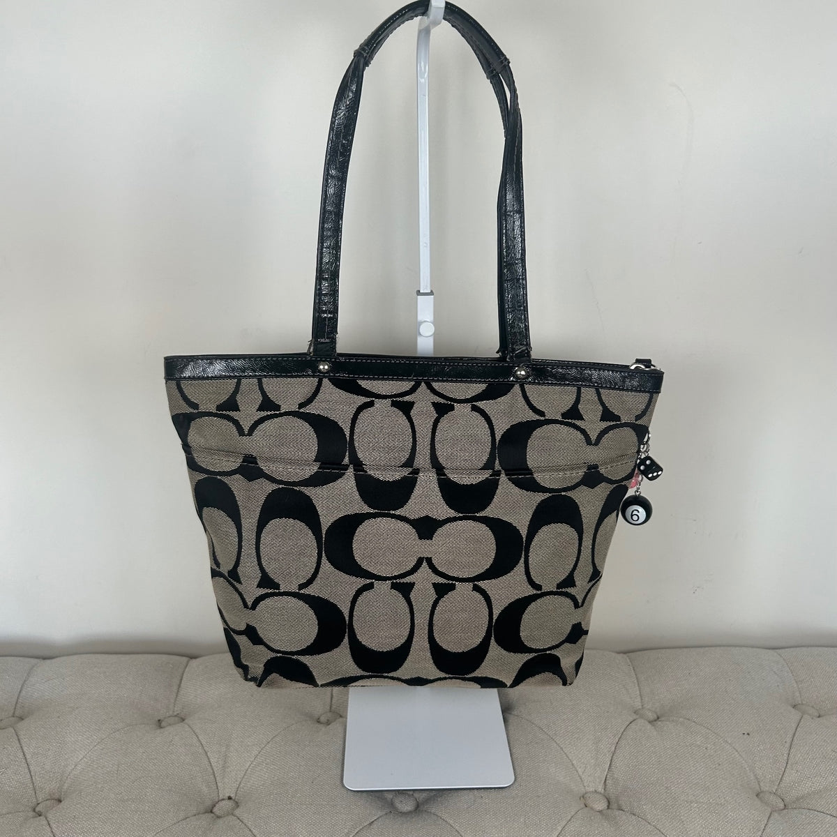 Coach Black Signature Monogram Stripe Tote Bag D1380-F21950