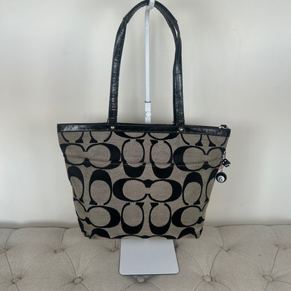 Coach Black Signature Monogram Stripe Tote Bag D1380-F21950