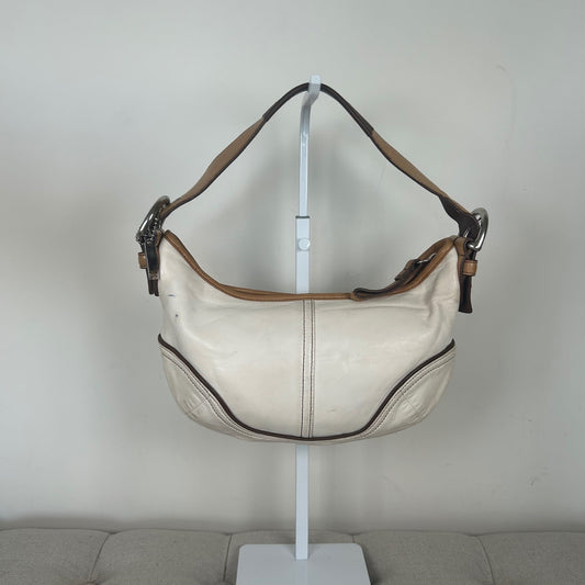 Coach White Leather Signature Mini Hobo Shoulder Bag A04S-4996