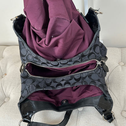 Coach Maggie Black Signature Monogram 3 Compartment Shoulder Bag M1294-23116E