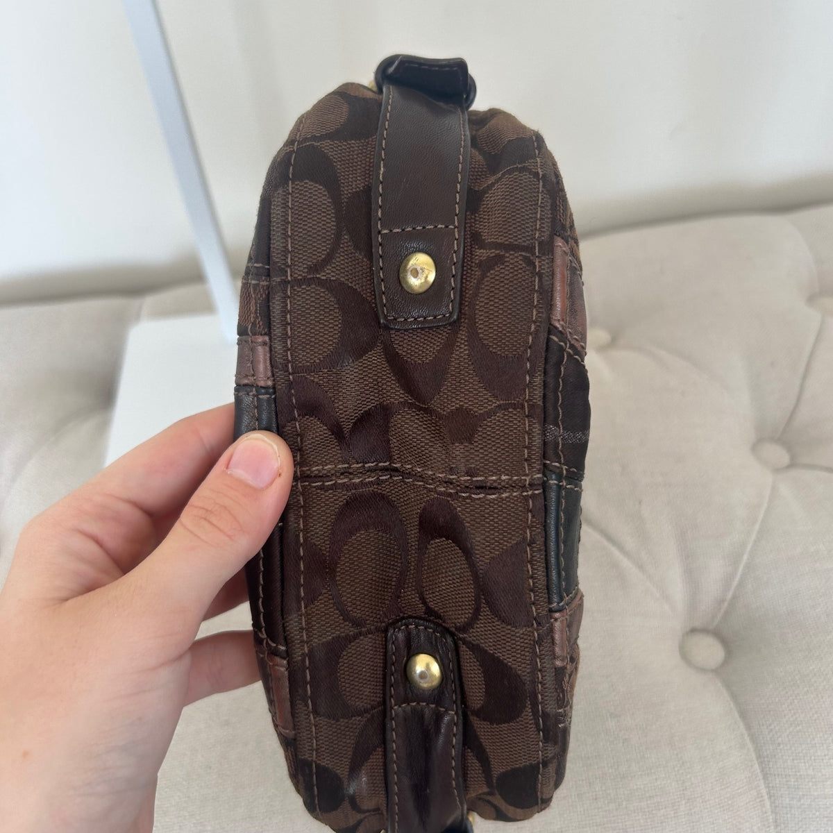 Coach Mosaic Patchwork Brown Shoulder Bag Handbag Purse E0873-41886