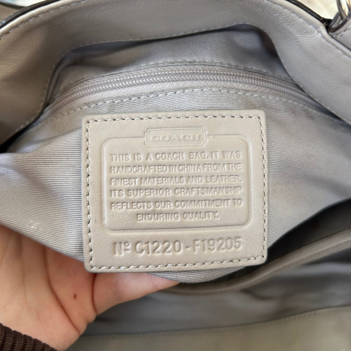 Coach Grey & Pink Canvas 3 Compartment Buckle Front Shoulder Bag C1220-F19205
