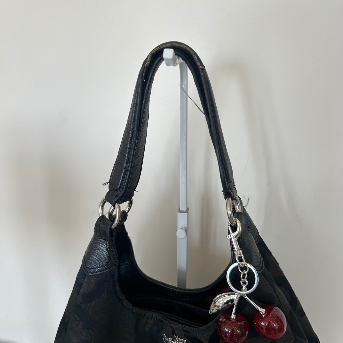 Coach Black Monogram 3 Compartment Shoulder Bag Red Interior H1381-21125M