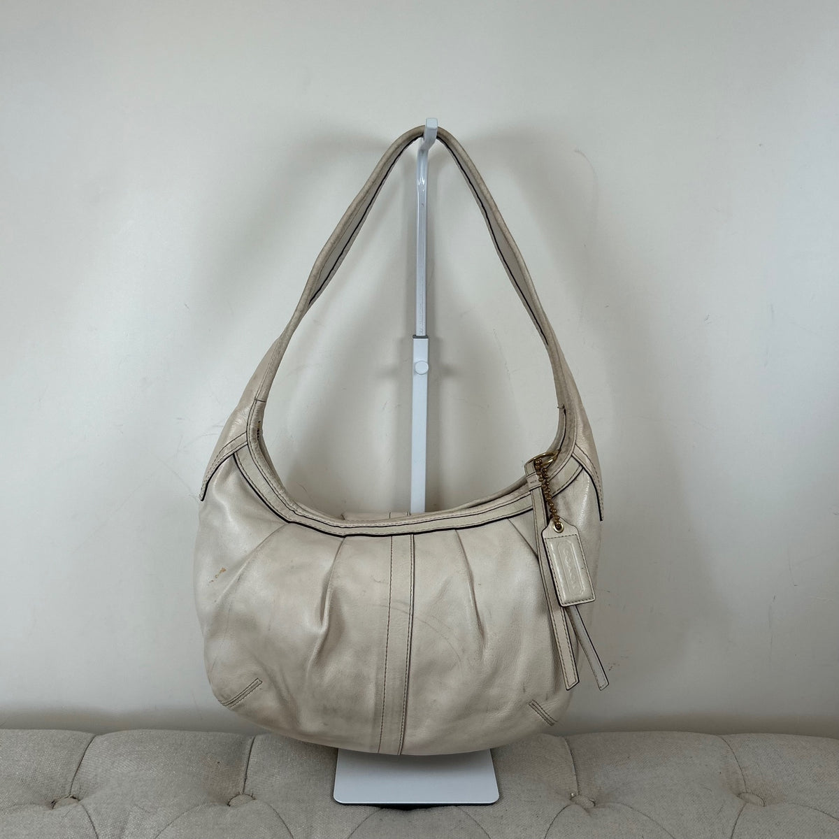 Coach White Leather Ergo Hobo Shoulder Bag B0882-12235