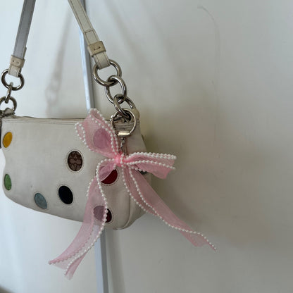 2004 Vintage Coach Polka Dot Demi White Leather Shoulder Bag J04Q-3677