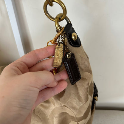 Coach Brown Beige Monogram Convertible Hobo Shoulder Bag H1169-18801M