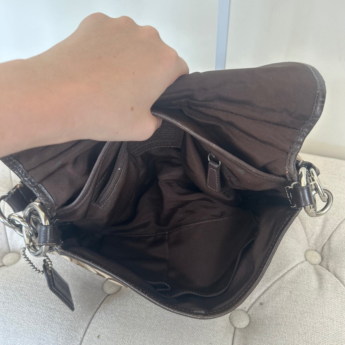 Coach Soho Brown Signature Monogram Shoulder Bag M1161-F17093