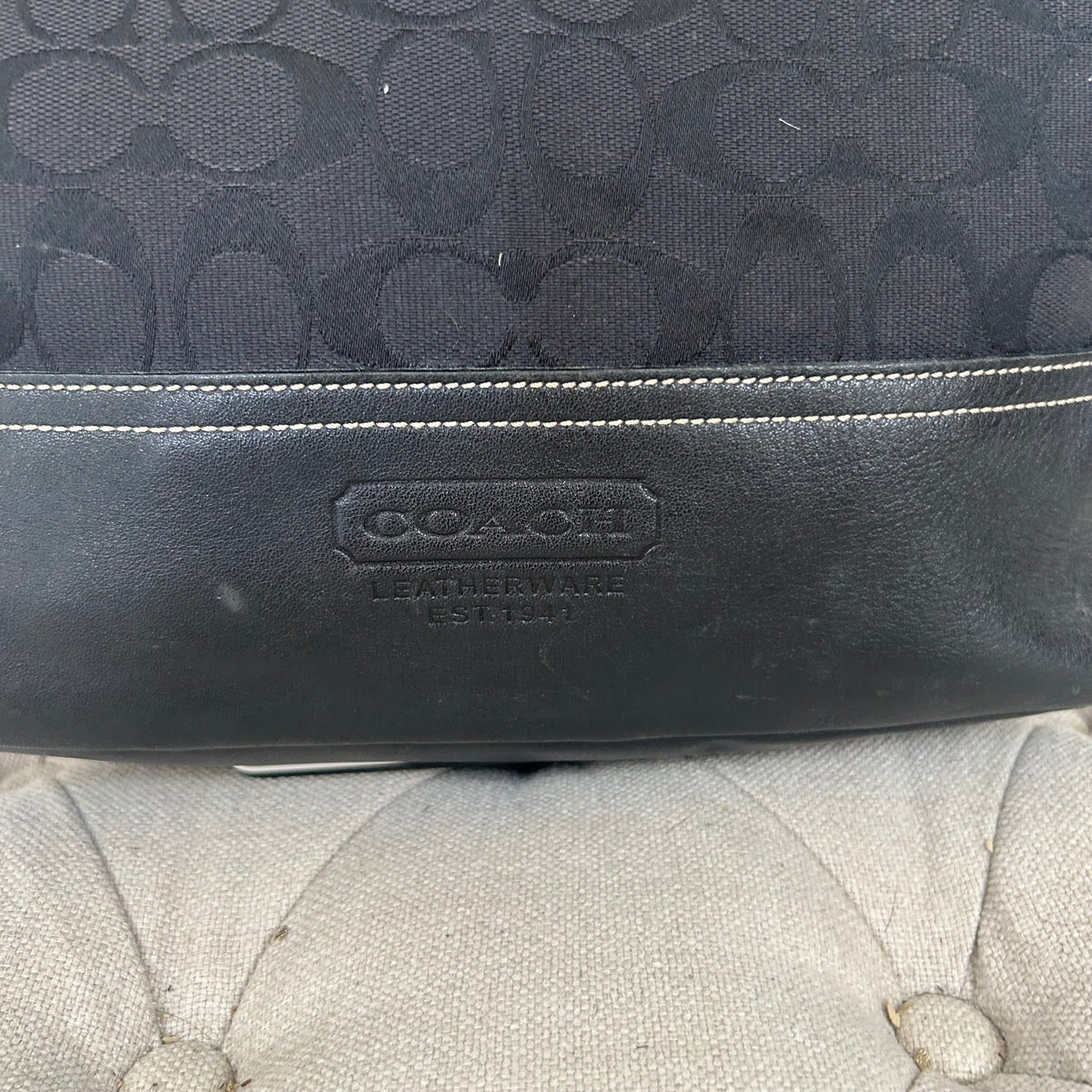 Coach Black Monogram & Leather Shoulder Bag C063-2156