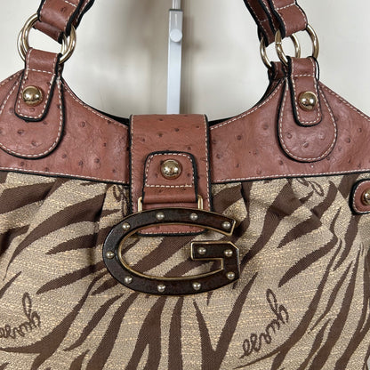 RARE Vintage Guess Brown Zebra Print Large Handbag