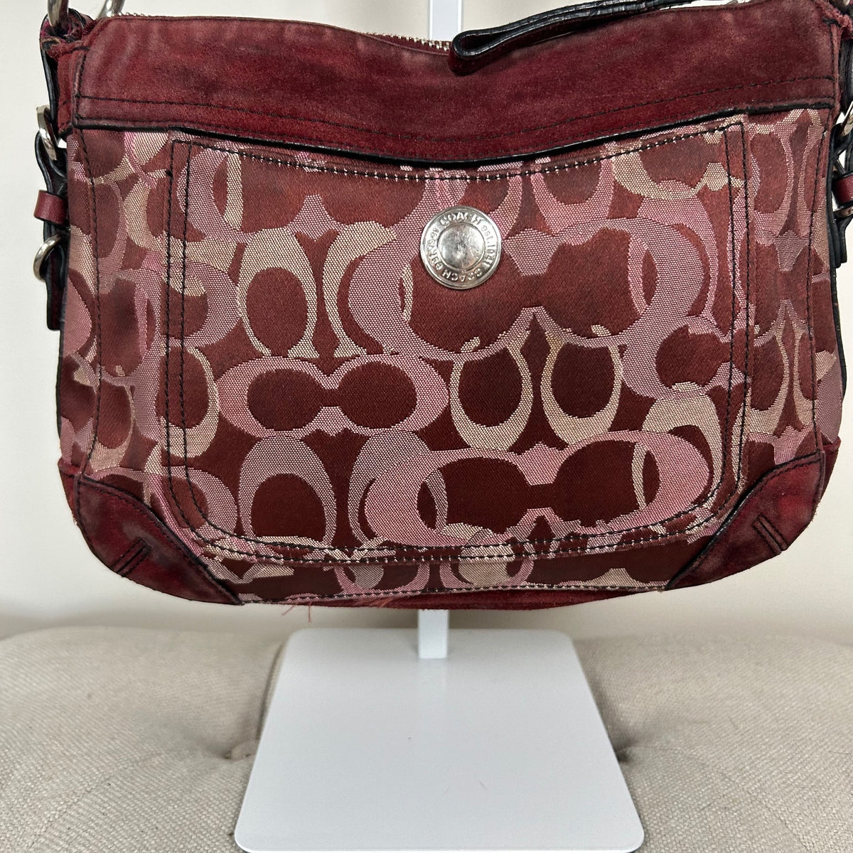 Coach Burgundy Optic Monogram Shoulder Bag D04J-7035