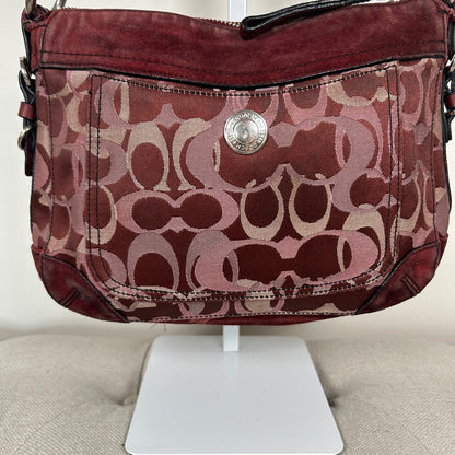 Coach Burgundy Optic Monogram Shoulder Bag D04J-7035