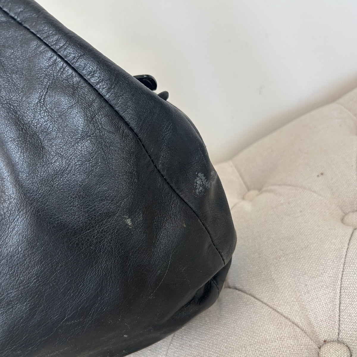 Coach Black Leather 3 Compartment Silver Buckle Shoulder Bag D1193-F17092