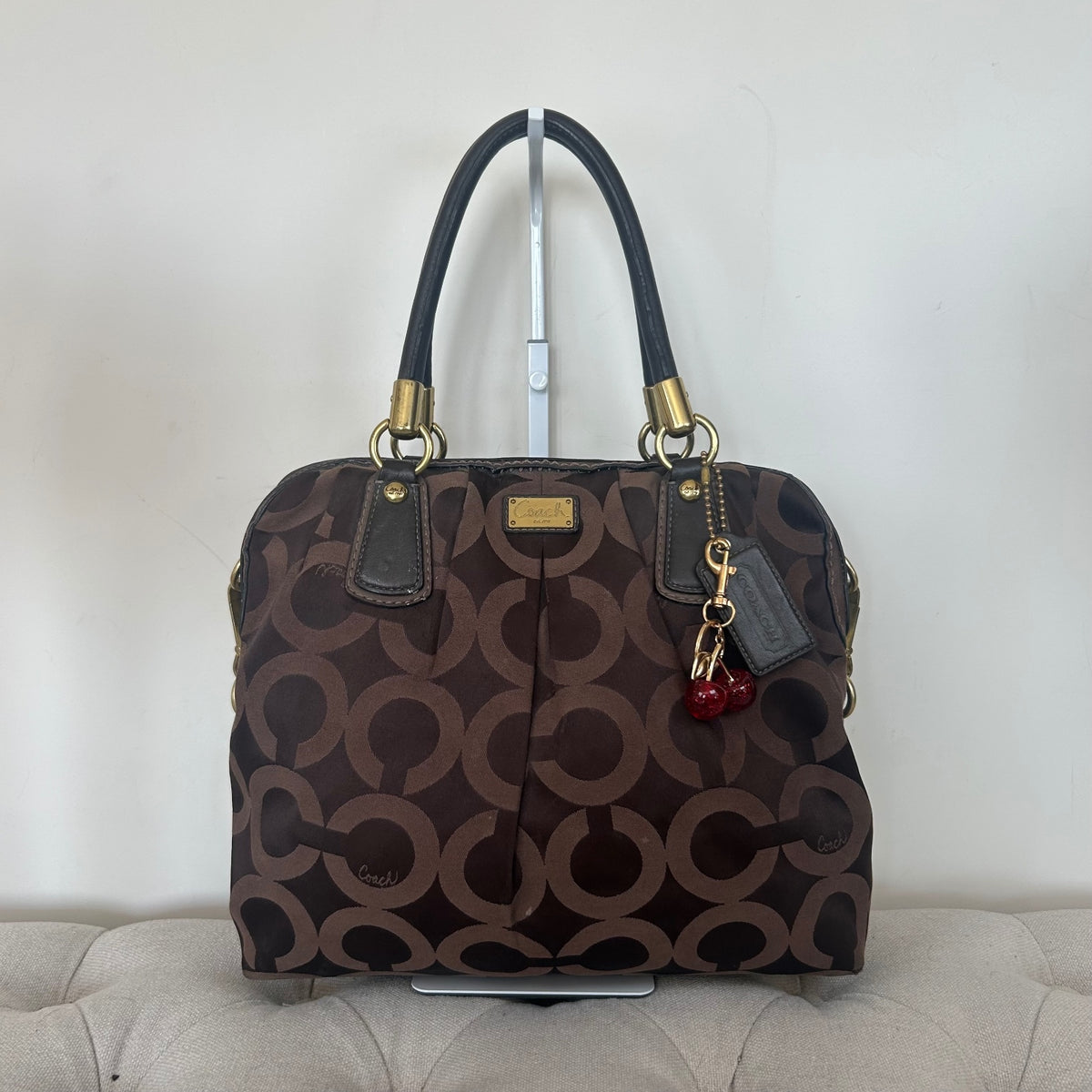 Coach Chocolate Brown Monogram Convertible Shoulder Bag G1082-15342