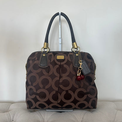 Coach Chocolate Brown Monogram Convertible Shoulder Bag G1082-15342