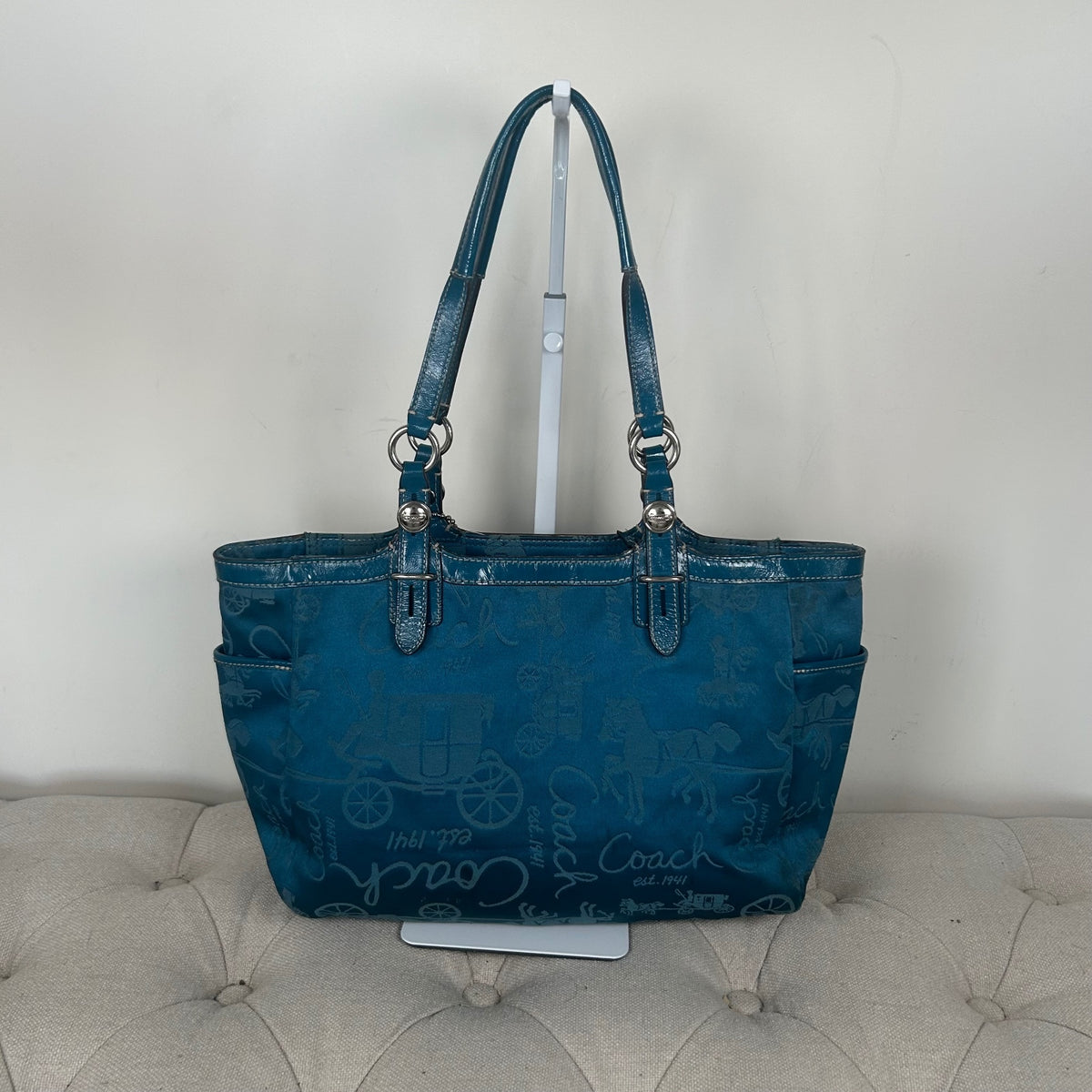 Coach Royal Blue Horse & Carriage Tote Shoulder Bag C1076-F15144