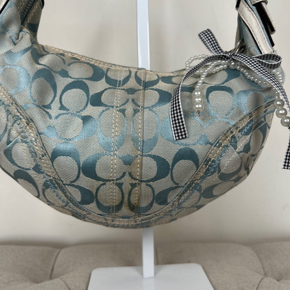 Coach Blue Monogram Signature Half Moon Hobo Shoulder Bag K0668-10599