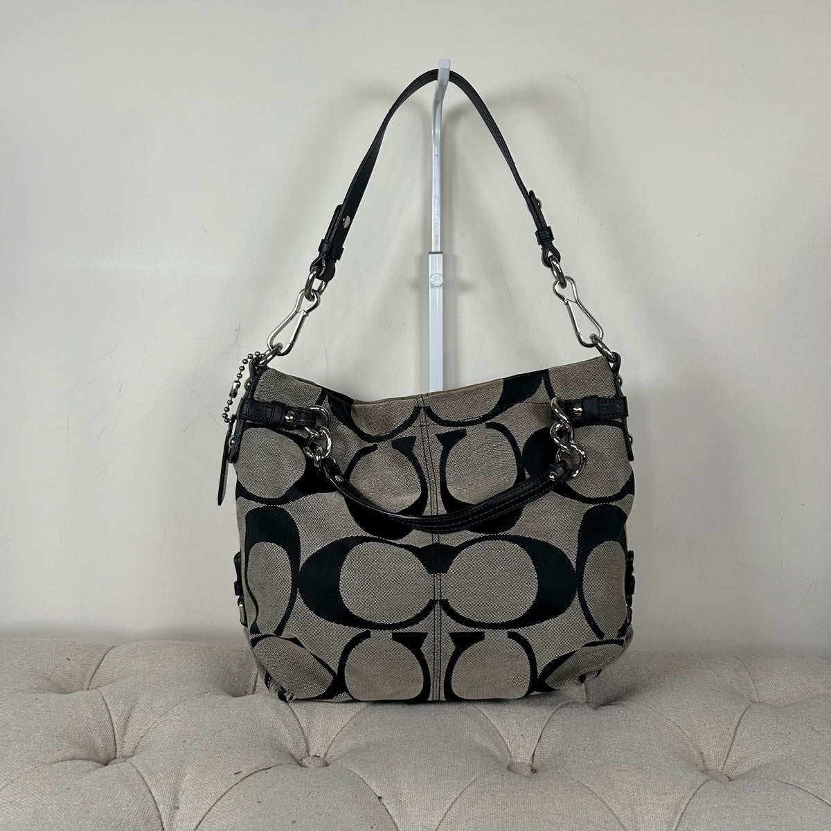 Coach Black Monogram Canvas Convertible Shoulder Bag G0971-14473