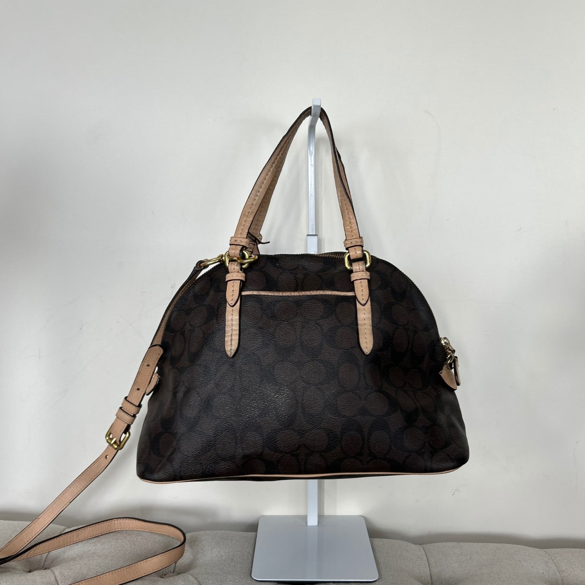 Coach Peyton Cora Domed Satchel Medium Brown Shoulder Bag C1457-F26184