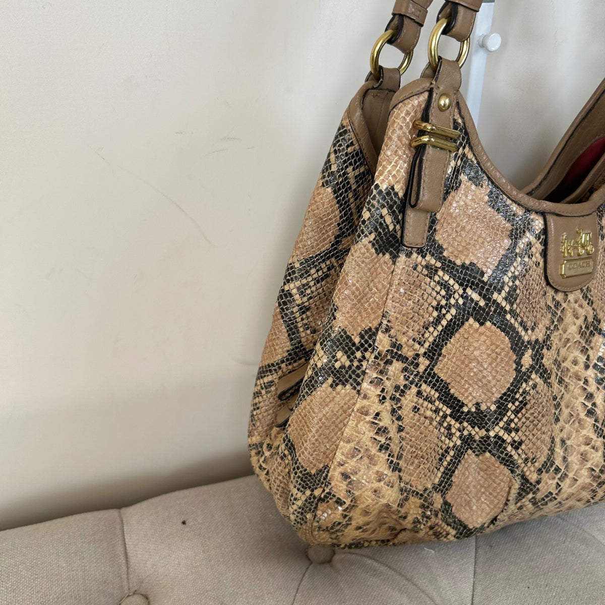 Rare Coach Maggie Snake Print 3 Compartment Shoulder Bag C1271-19629