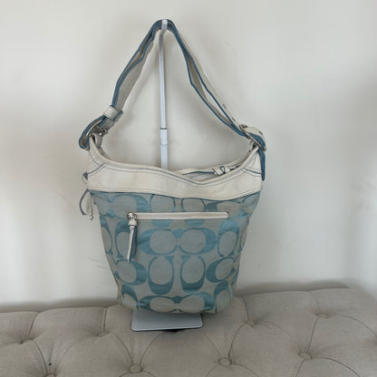 Coach Baby Blue Monogram Canvas Bucket Shoulder Bag M0849-F13358