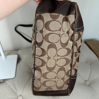 Coach Brown Signature Monogram Hampton Shoulder Bag B0860-F10659