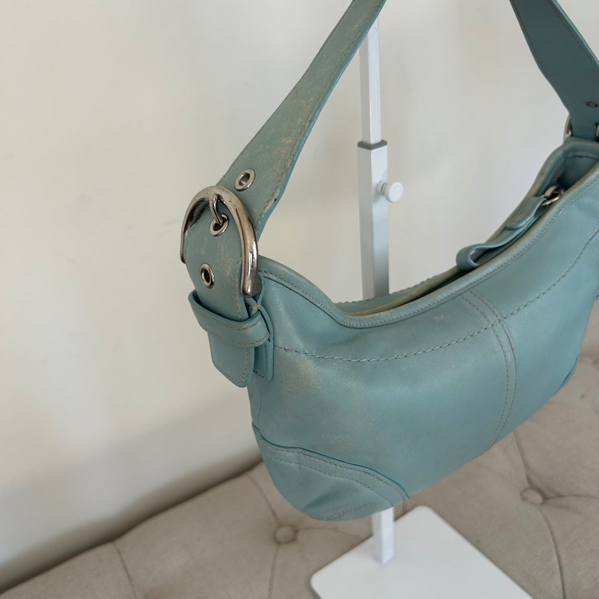 Coach Light Blue Leather Mini Hobo Soho Shoulder Bag L3S-9541