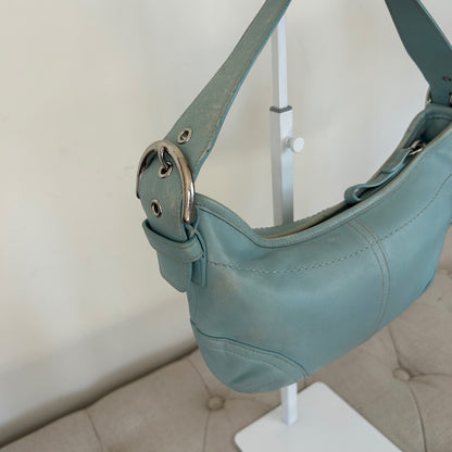 Coach Light Blue Leather Mini Hobo Soho Shoulder Bag L3S-9541