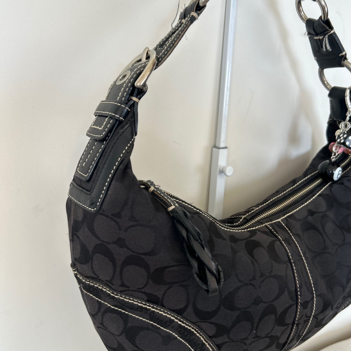 Coach Soho Black Signature Monogram Hobo Slouch Shoulder Bag K0668-10601