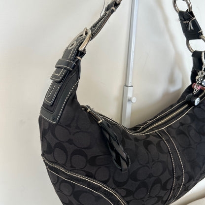 Coach Soho Black Signature Monogram Hobo Slouch Shoulder Bag K0668-10601