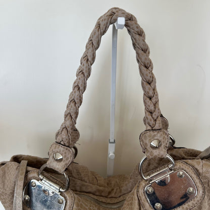 Guess Large Brown/ Beige Snakeskin Slouchy Hobo Shoulder Bag