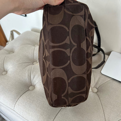 Coach Chocolate Brown Tote Shoulder Bag Signature Stripe H1161-F18037