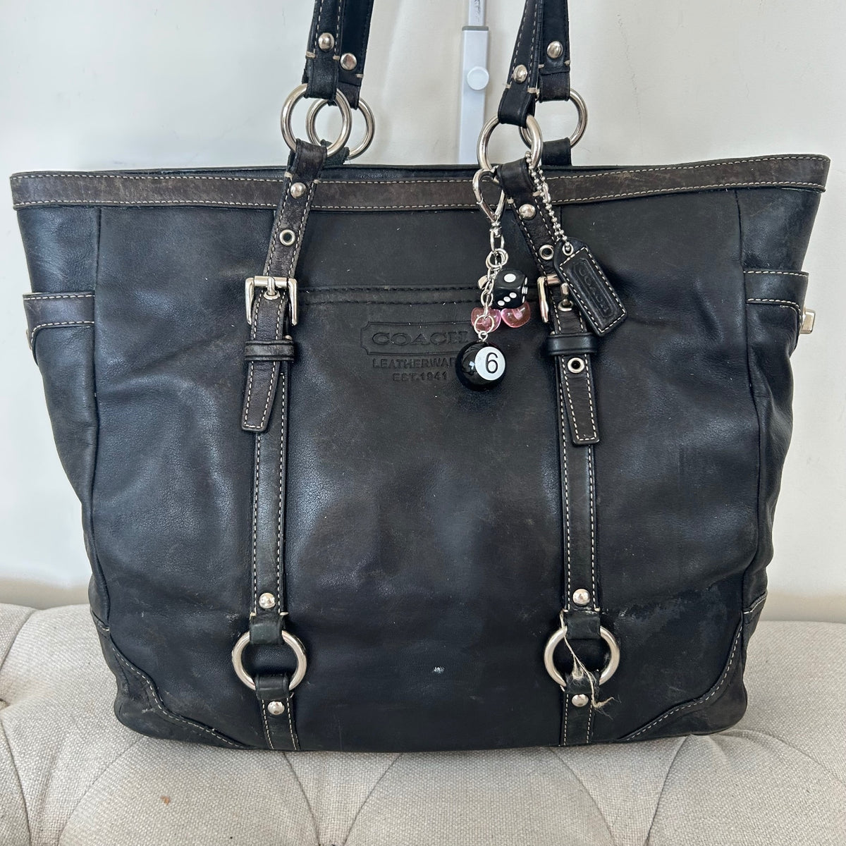 Coach Black Leather Large East-West Tote Shoulder Bag H0820-F11525