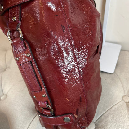 Coach Ashley Dark Red Patent Leather Convertible Shoulder Bag J1149-F15455