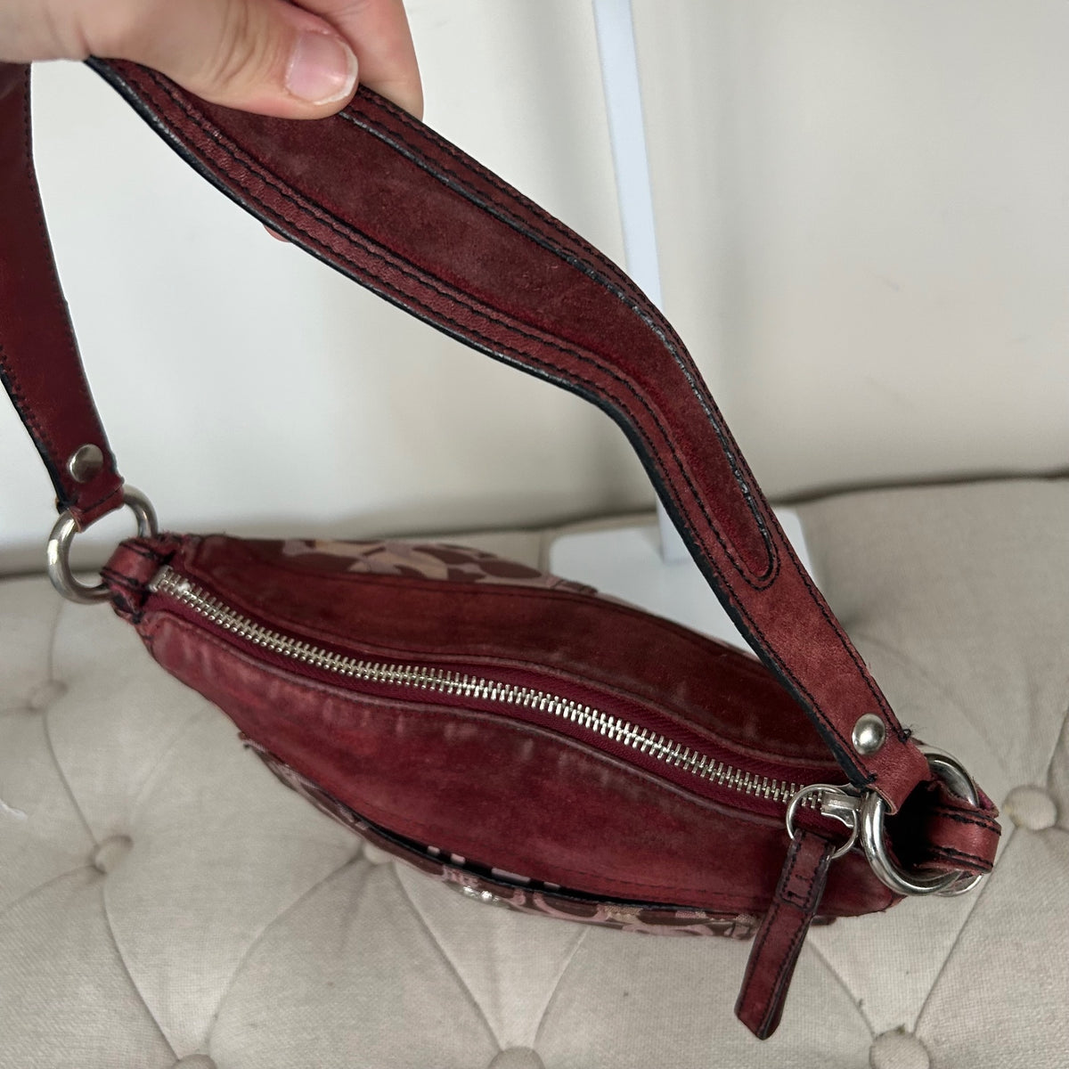 Coach Burgundy Optic Monogram Shoulder Bag D04J-7035