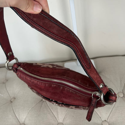 Coach Burgundy Optic Monogram Shoulder Bag D04J-7035