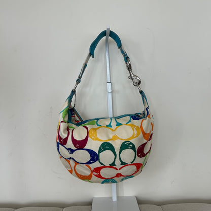 Coach Scribble White Patent Leather Hobo Shoulder Bag M04J-5657
