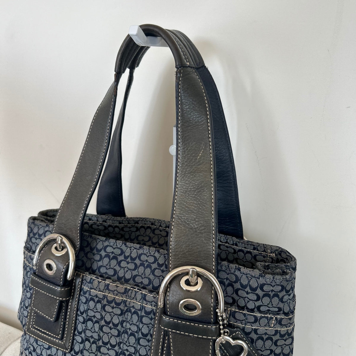 Coach Blue Monogram Tote Shoulder Bag E0885-F12310