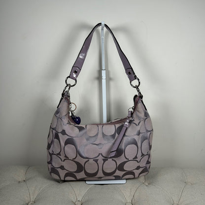 Coach Lilac Convertible Large Signature Stripe Hobo Shoulder Bag B1261-F19281