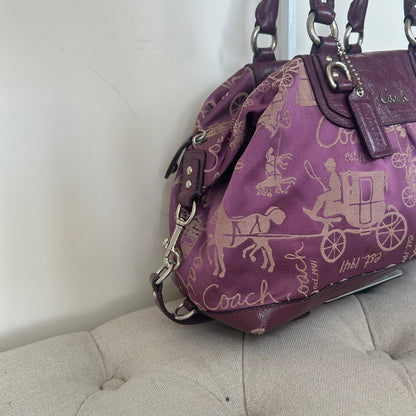 Coach Ashley Purple Horse & Carriage Shoulder Bag G1077-F15653