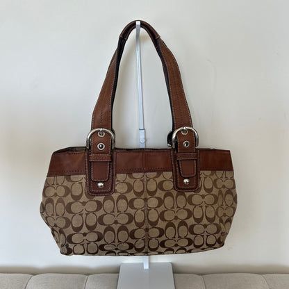 Coach Brown Monogram Signature Tote Shoulder Bag F0932-F13742