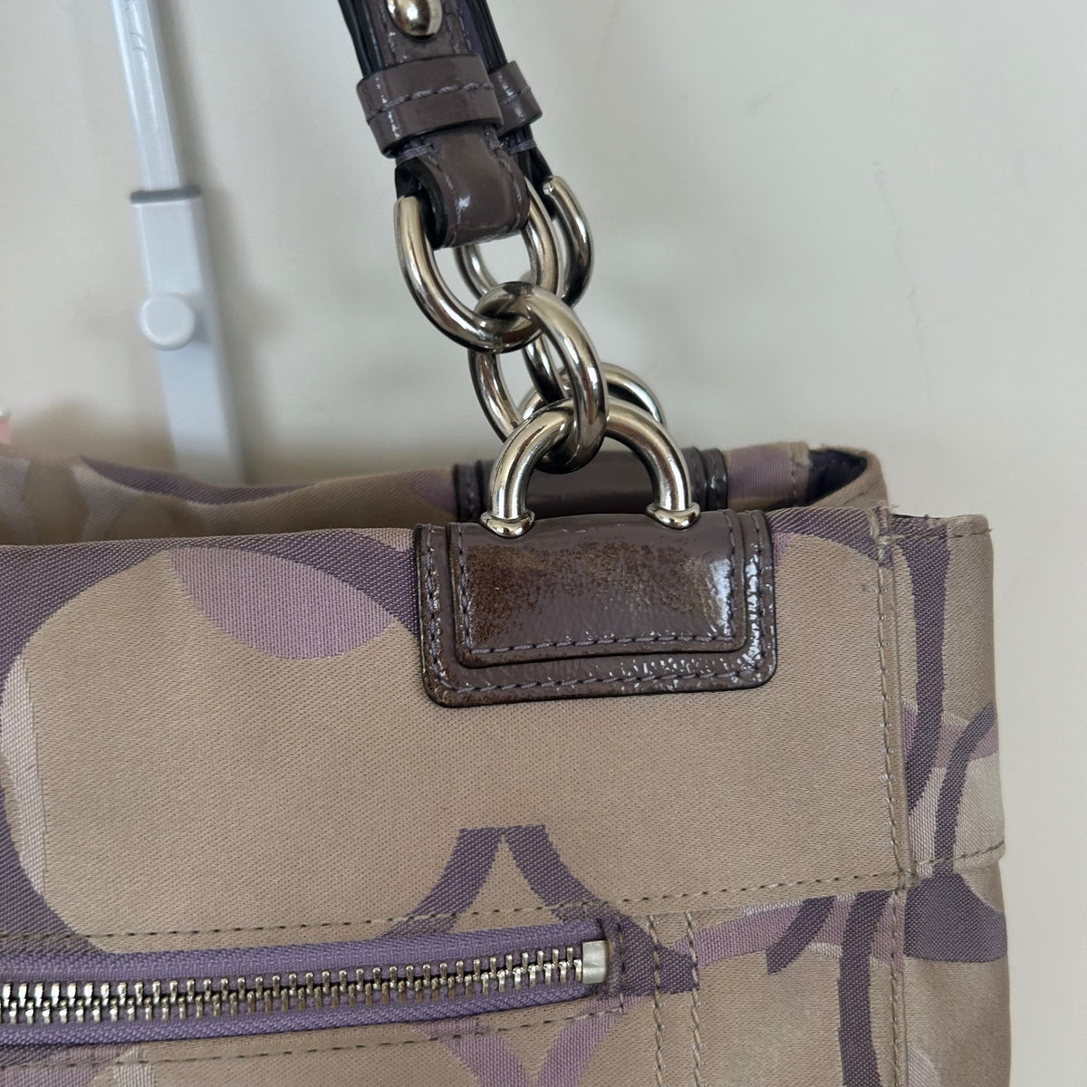 Coach Purple Monogram 3 Compartment Shoulder Bag L1194-F17140