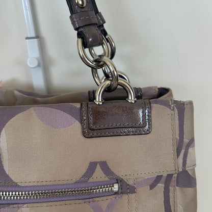 Coach Purple Monogram 3 Compartment Shoulder Bag L1194-F17140