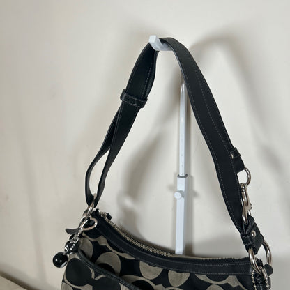 Coach Black Leather and Monogram Medium Slouchy Hobo Shoulder Bag E1281-F19740
