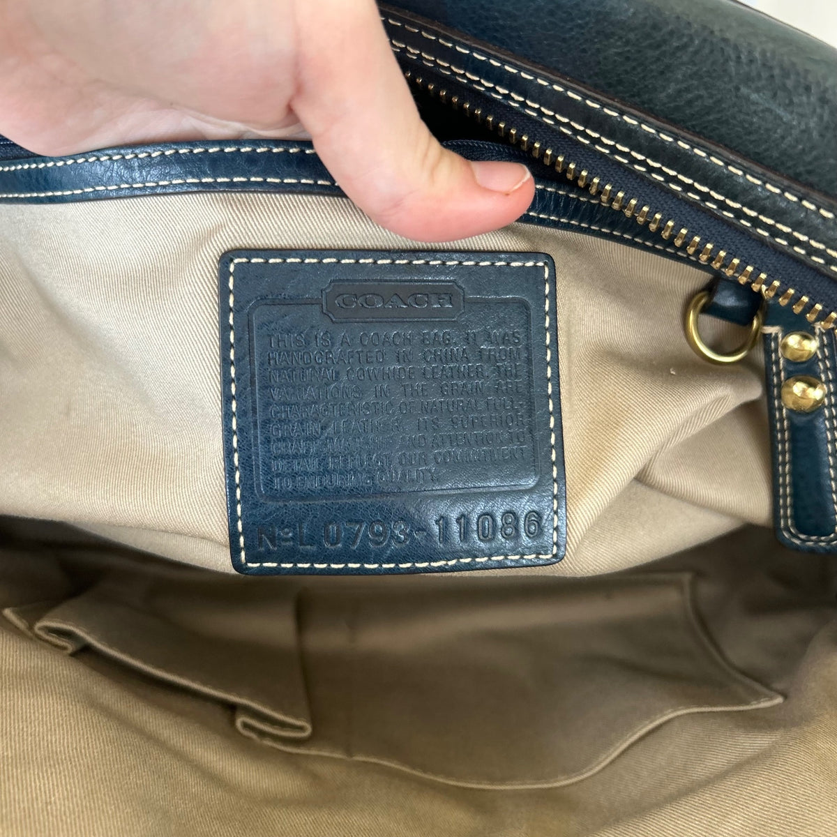 Coach Hamptons Blue Leather Carryall Shoulder Bag L0793-11086